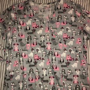 Small dog print scrub top